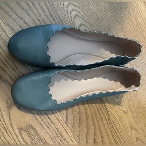 Chloe Leather Scalloped Accent Ballet Flats
